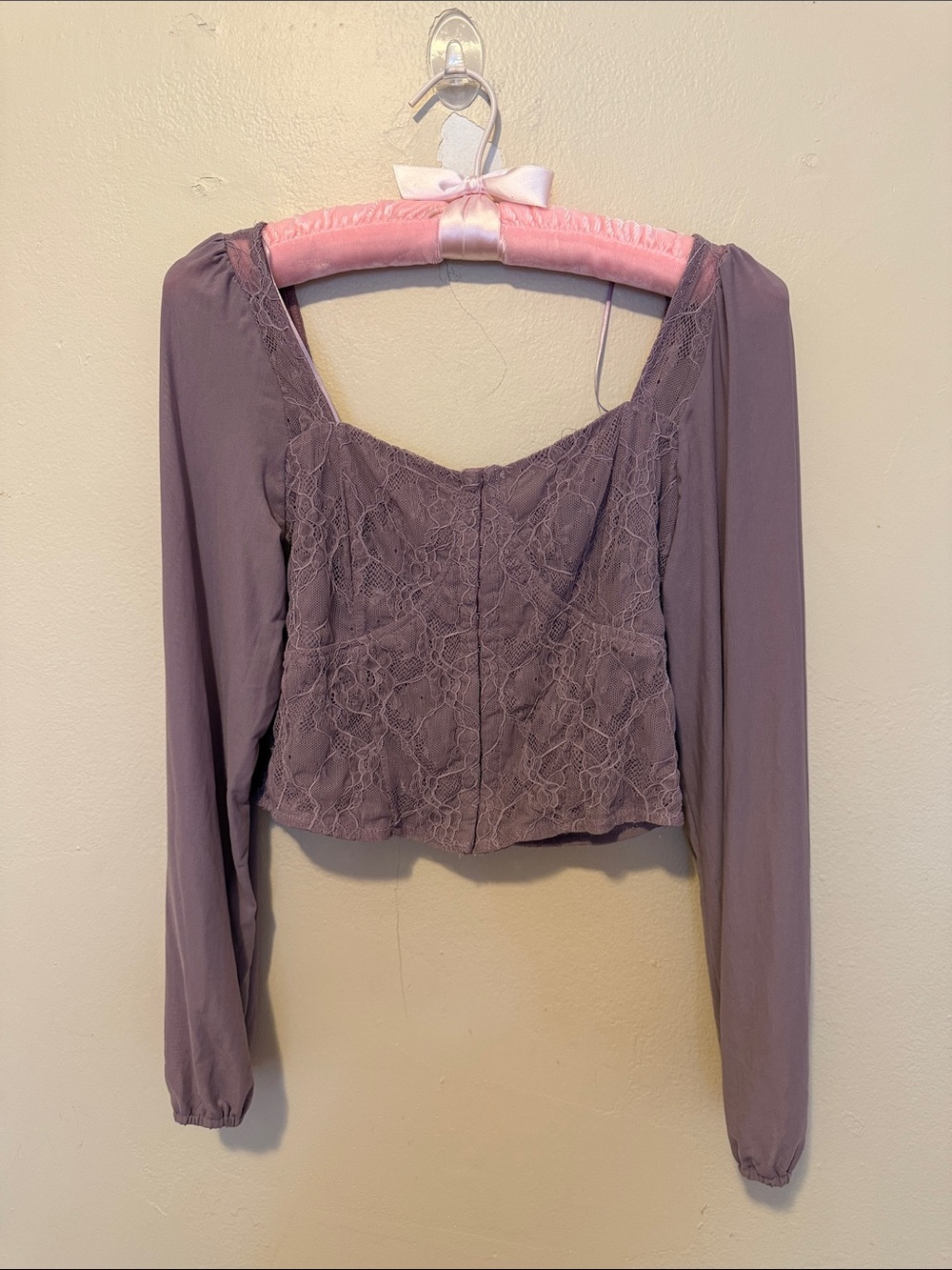 Lace-Front Square Neck Blouse in Mauve